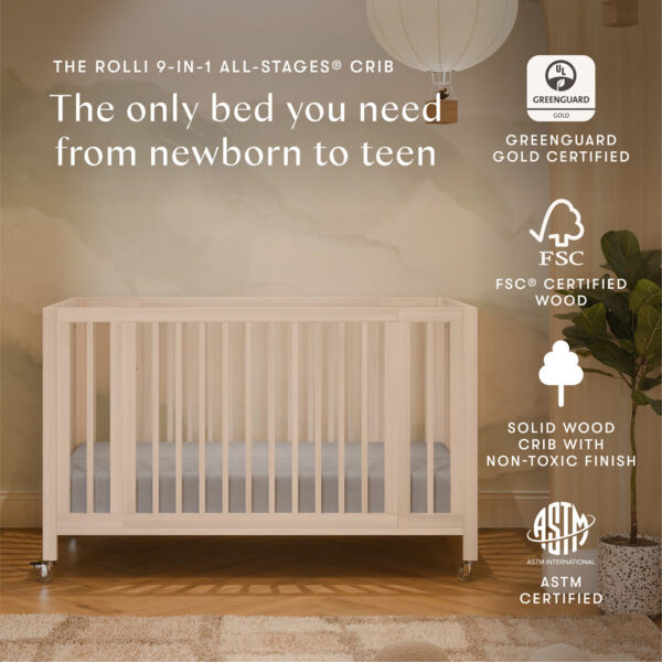 Xetch 9-in-1 Convertible Crib – Bassinet & Toddler Bed All-Stages Sleep Solution - Image 12