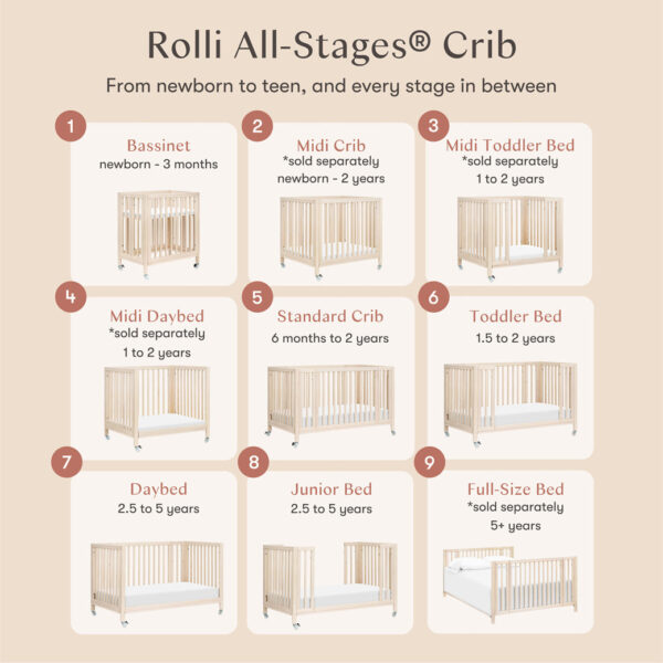 Xetch 9-in-1 Convertible Crib – Bassinet & Toddler Bed All-Stages Sleep Solution - Image 5